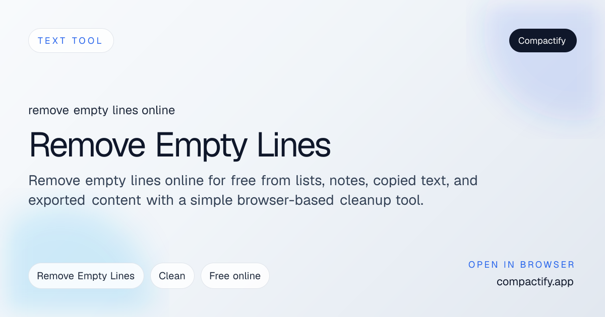 Remove Empty Lines Online Free | Compactify